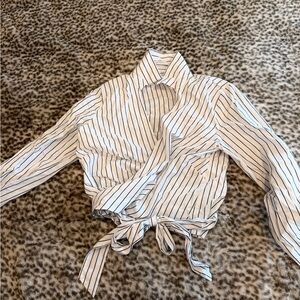LOFT Striped Wrap Blouse